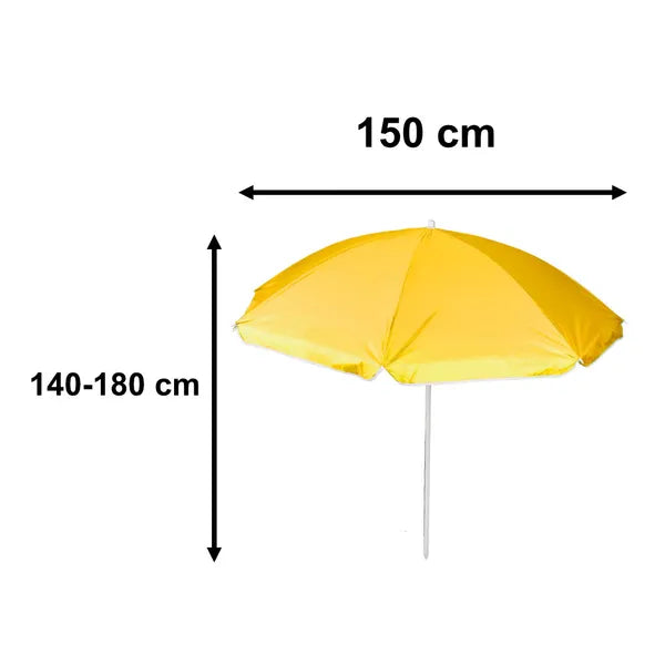 Sárga 150 cm UV-szűrős, dönthető, összecsukható kerti–strand napernyő