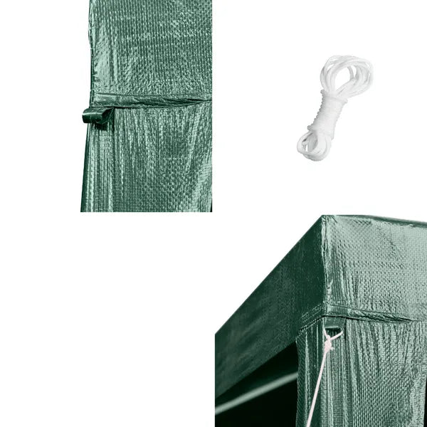 Zöld kerti pavilon, fém vázas sátor, 2,5 x 2,5 m, PE tető, rögzítőkkel