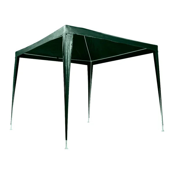Zöld kerti pavilon, fém vázas sátor, 2,5 x 2,5 m, PE tető, rögzítőkkel