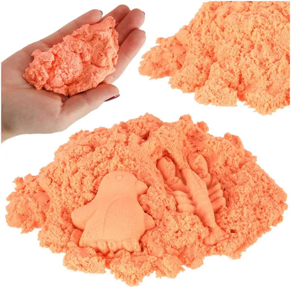 Narancssárga kinetikus homok 1 kg zacskóban, 3+ éves gyerekeknek