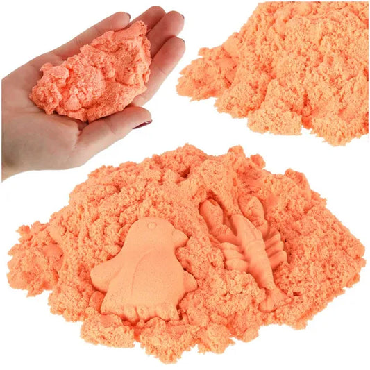 Narancssárga kinetikus homok 1 kg zacskóban, 3+ éves gyerekeknek