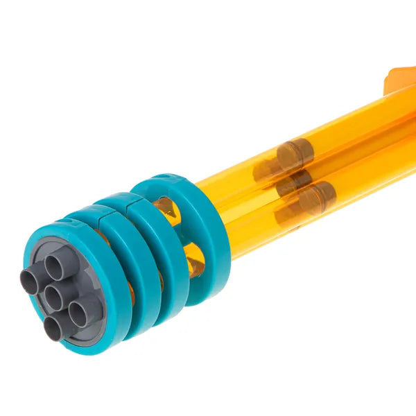 Vízipisztoly 56 cm, sárga, 4 tartályos pumpás hűsítő játék