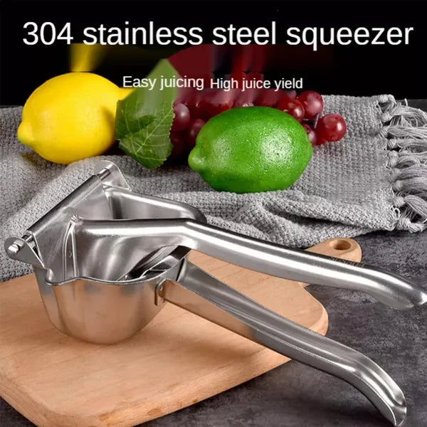 Rozsdamentes acél kézi citrusprés ergonomikus fogantyúval, ezüst