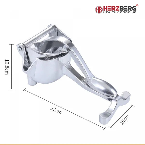 Herzberg alumínium kézi citrom- és gyümölcsprés, 22 cm