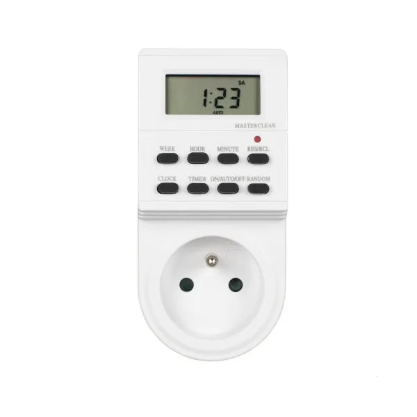 Digitális időkapcsoló, heti programozható, 230V 16A LCD kijelzővel