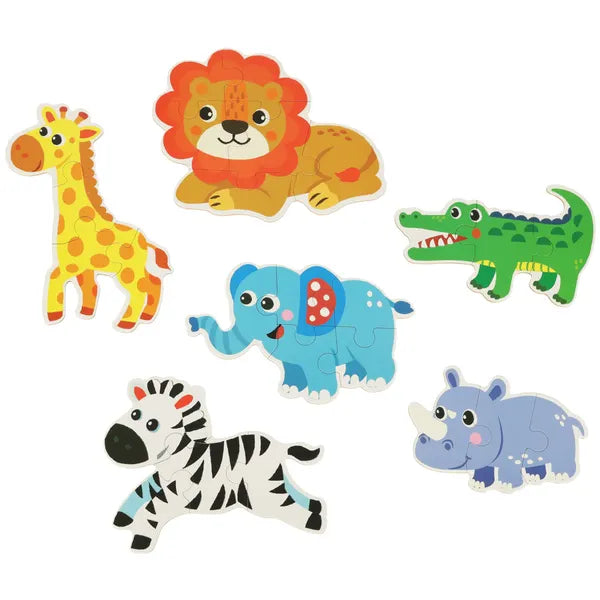 Safari állatos puzzle fémdobozban, 25 darabos