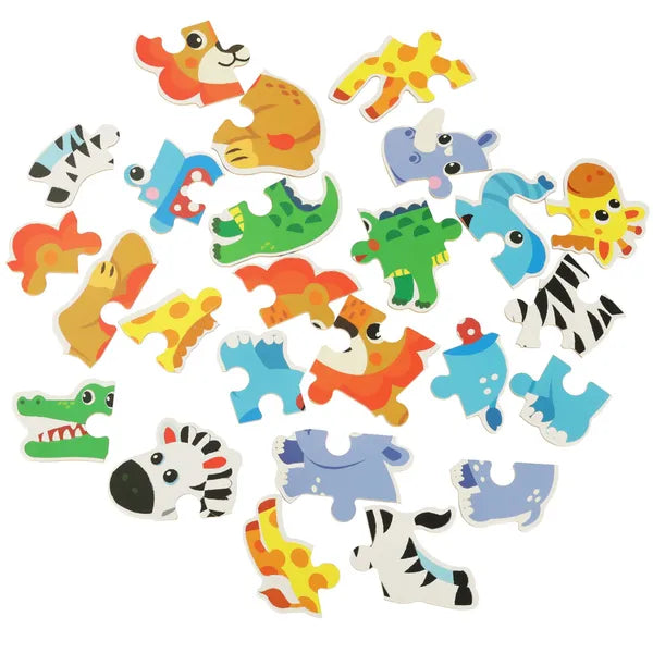 Safari állatos puzzle fémdobozban, 25 darabos