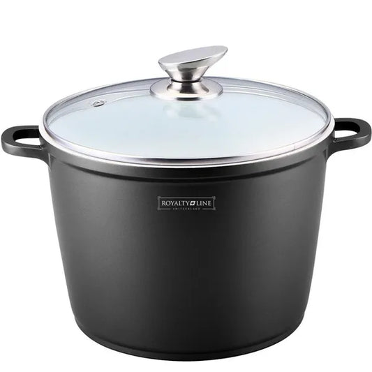 Márvány bevonatú könnyű alumínium lábas üvegfedővel, 24 cm, 7 l