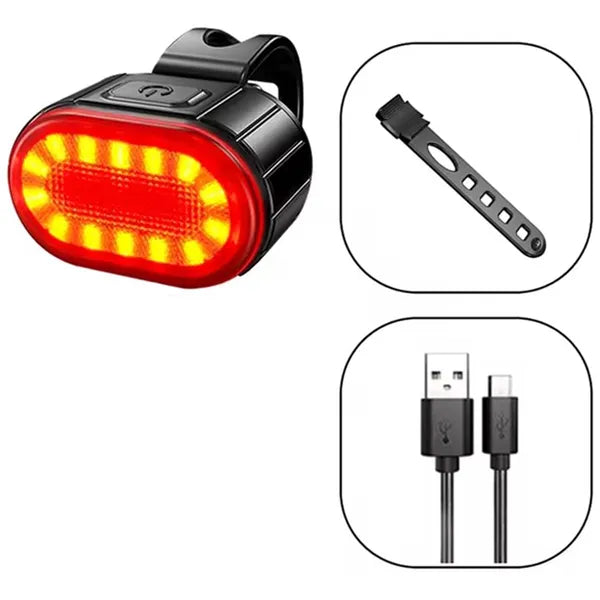 LED kerékpár lámpa szett első-hátsó, USB-tölthető, 300 lm, IPX4