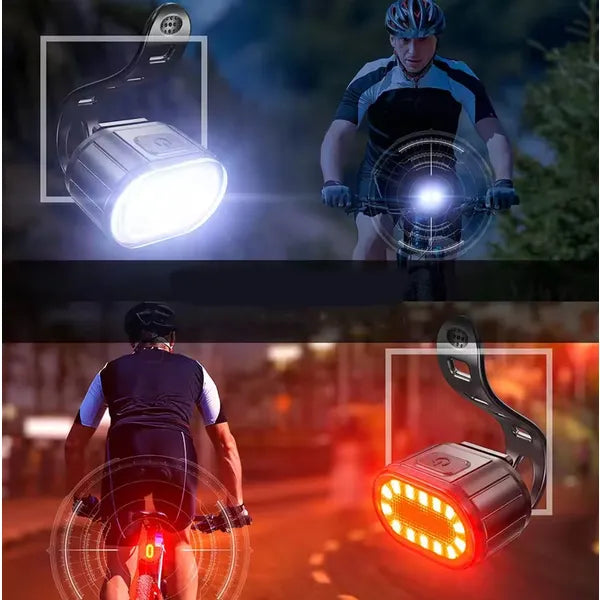 LED kerékpár lámpa szett első-hátsó, USB-tölthető, 300 lm, IPX4