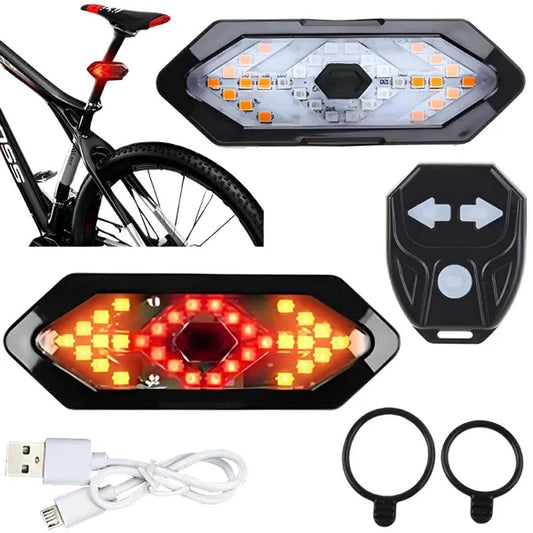 LED kerékpár irányjelző szett hátsó lámpával, USB-s tölthető, IPX4