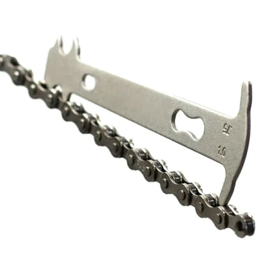 Kerékpárlánc kopásmérő eszköz, 75/100% skálával, 15 cm, acél