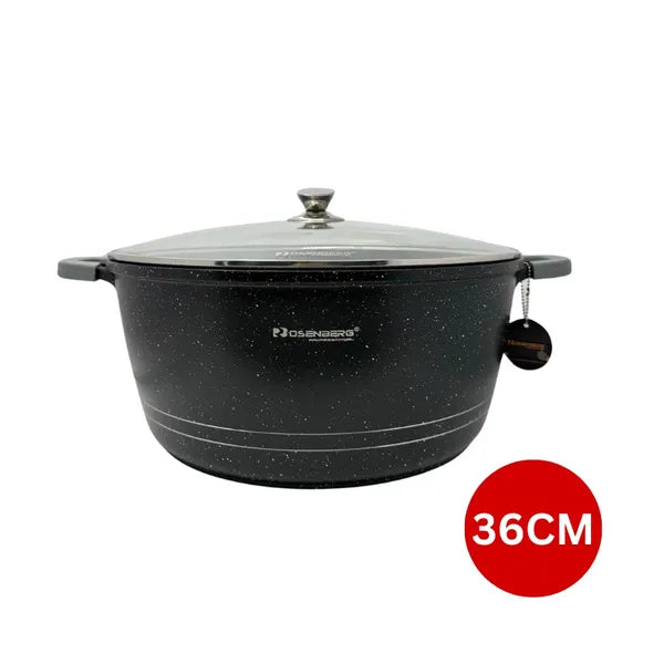 Rosenberg RB-36M2 márványbevonatos 36 cm-es lábas üvegfedővel, indukciós