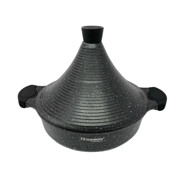 Tajine edény 32 cm, márvány bevonatú, indukciós kompatibilis, fekete
