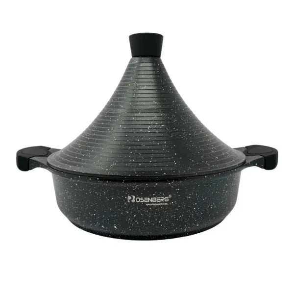 Tajine edény 32 cm, márvány bevonatú, indukciós kompatibilis, fekete
