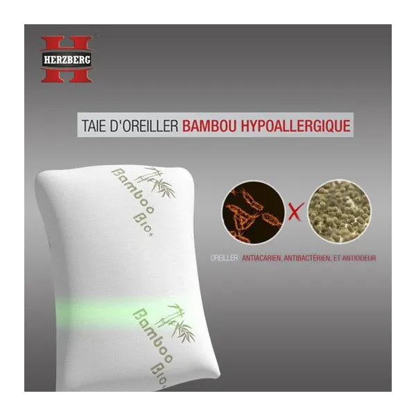 Antiallergén bambusz–poliészter cipzáras párnahuzat, fehér, 51×76 cm