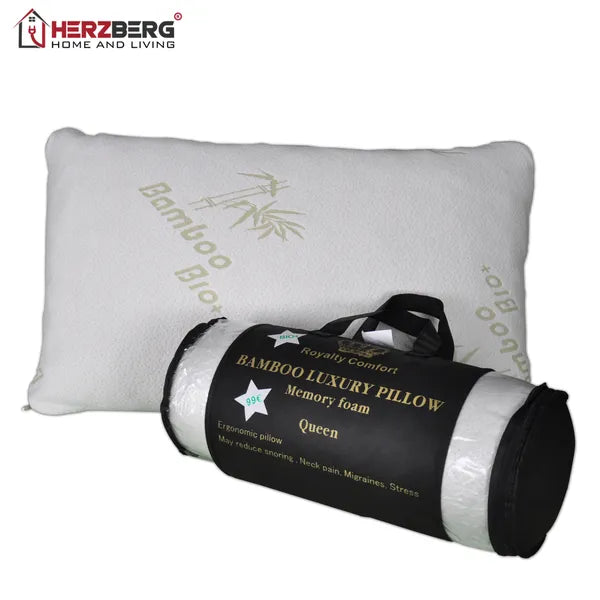 Bambusz huzatú ergonomikus, aprított memóriahabos párna, queen 51×76 cm