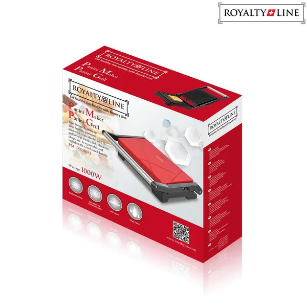 Elektromos panini és kontaktgrill, 1000 W, piros, 180°-ban nyitható