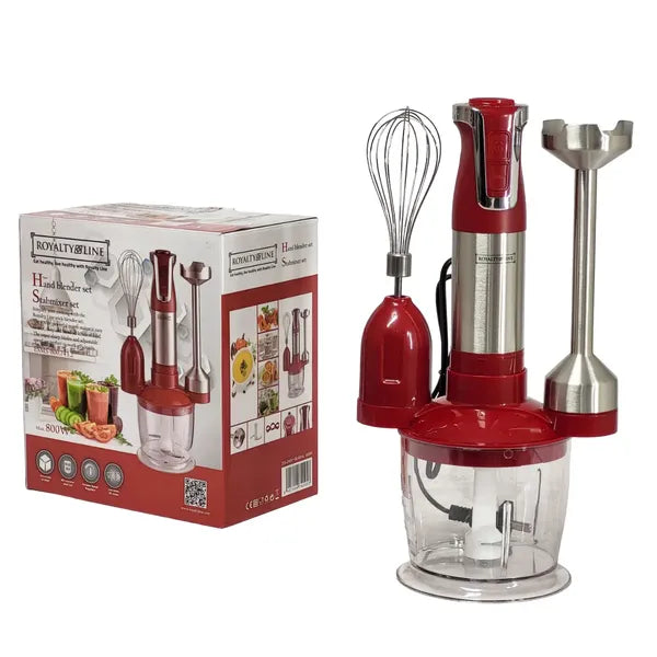 3 az 1-ben botmixer szett, 800 W, 600 ml aprító, rozsdamentes acél, piros