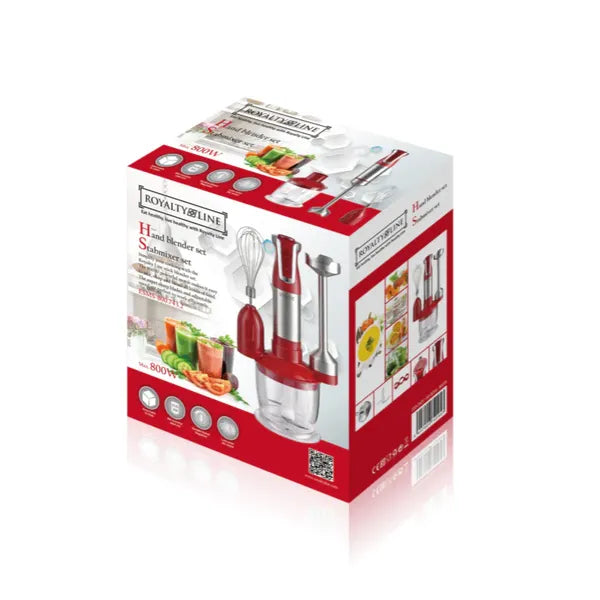 3 az 1-ben botmixer szett, 800 W, 600 ml aprító, rozsdamentes acél, piros