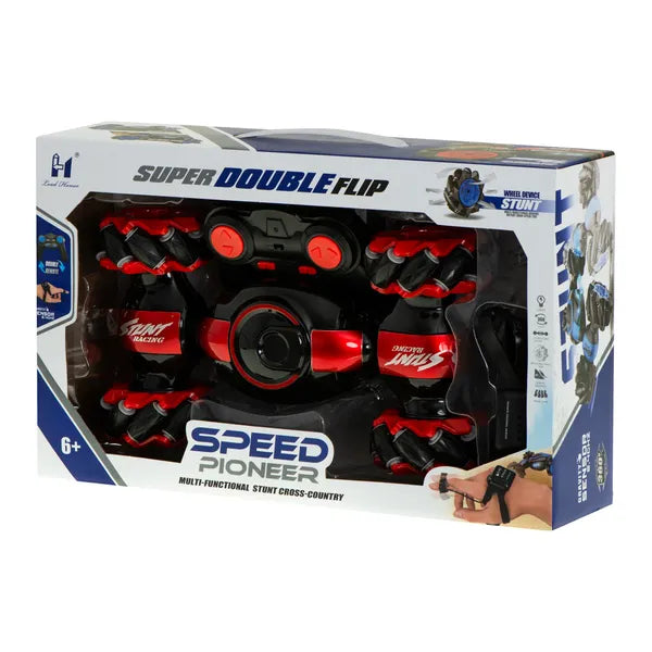 RC kaszkadőr autó 360° – piros, 2,4 GHz, kézmozdulat-vezérlés, 25 km/h