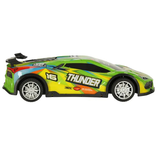 Zöld RC drift versenyautó LED fénnyel, 23 cm, 6+ gyerekeknek