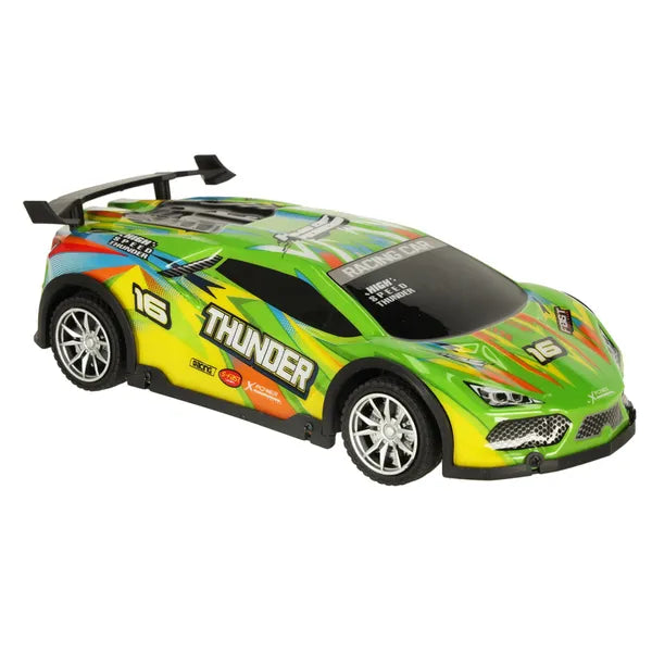 Zöld RC drift versenyautó LED fénnyel, 23 cm, 6+ gyerekeknek