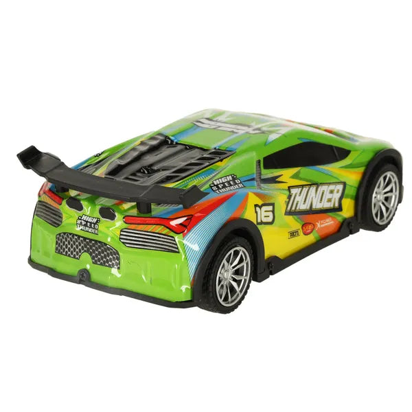 Zöld RC drift versenyautó LED fénnyel, 23 cm, 6+ gyerekeknek