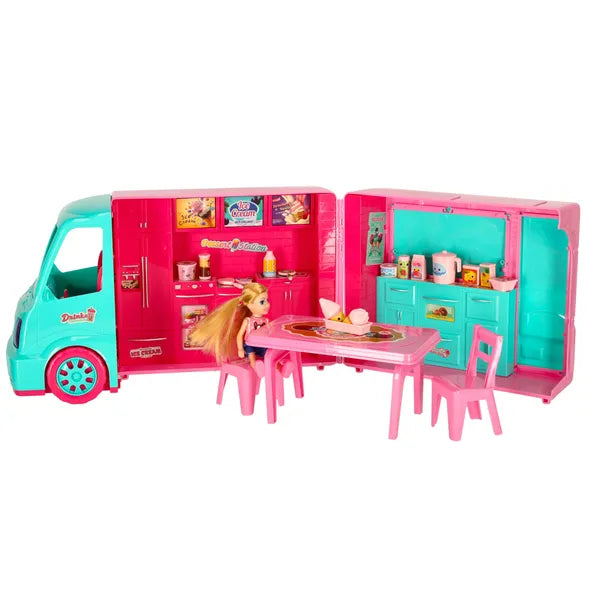 Baba lakókocsi–food truck 2 az 1-ben, 21 részes, 38 cm, 3+