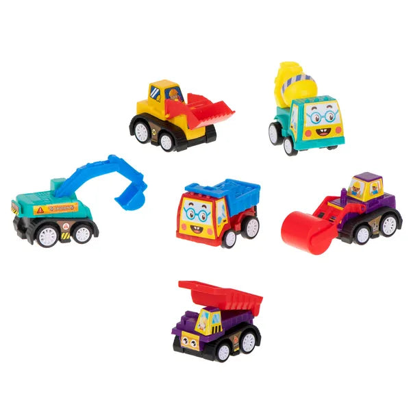 Lendkerekes mini építőipari jármű készlet, 6 db, 3+ év