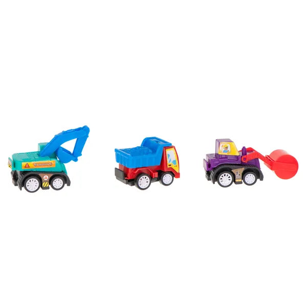 Lendkerekes mini építőipari jármű készlet, 6 db, 3+ év