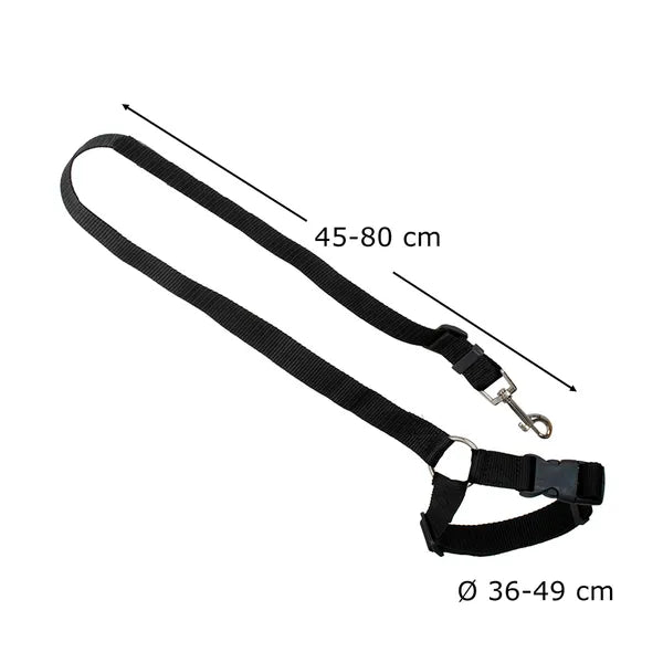 Állítható autós biztonsági póráz fejtámla-rögzítéssel, 45–80 cm, fekete