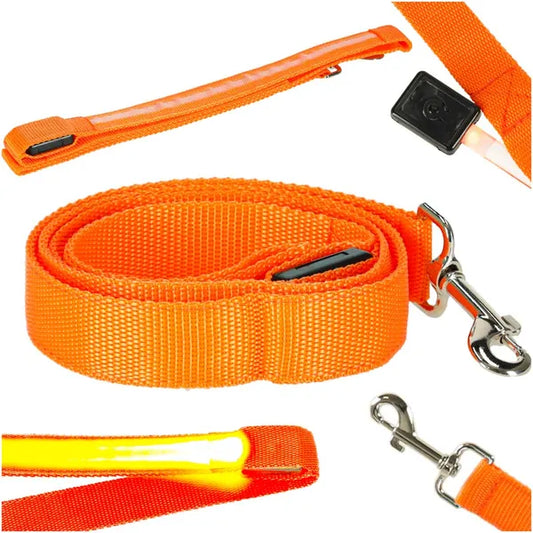Narancssárga LED világító kutya-macska póráz, 120 cm