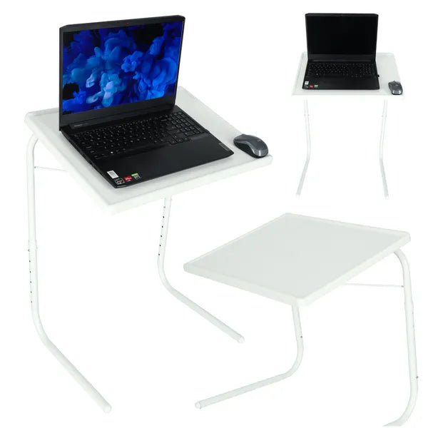 Állítható, összecsukható fehér laptop oldalasztal 52×40 cm, 50-69 cm