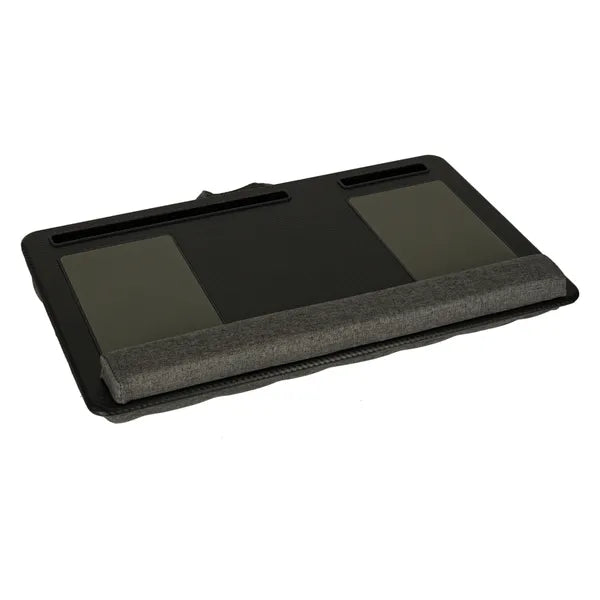 Fekete hordozható laptopasztal párnázott csuklótámasszal 58×38 cm