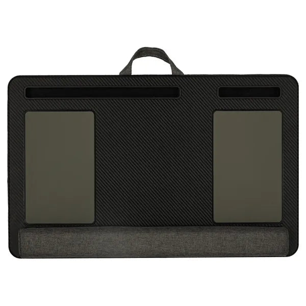 Fekete hordozható laptopasztal párnázott csuklótámasszal 58×38 cm