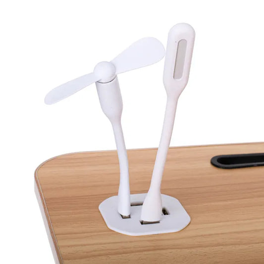 Összecsukható ágyasztal laptophoz USB panellel, MDF lap, 60×40 cm