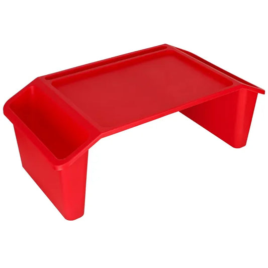 Piros hordozható laptopasztal oldalzsebekkel 57×30×21 cm