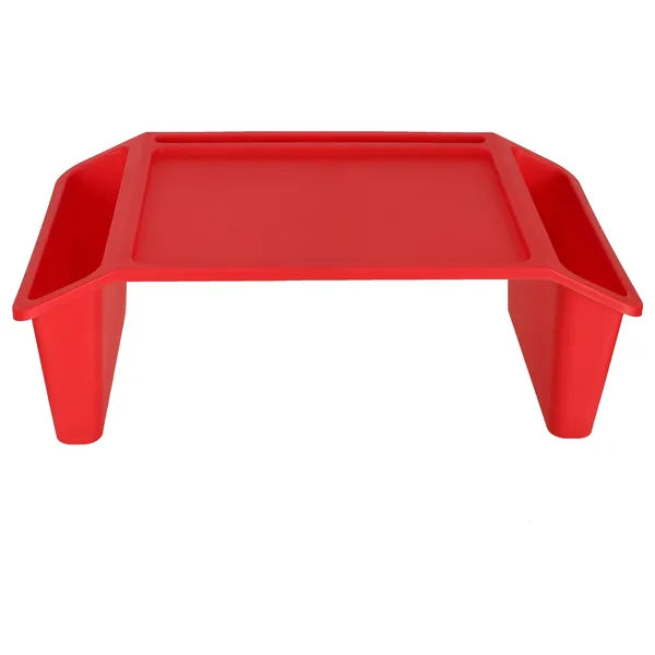 Piros hordozható laptopasztal oldalzsebekkel 57×30×21 cm