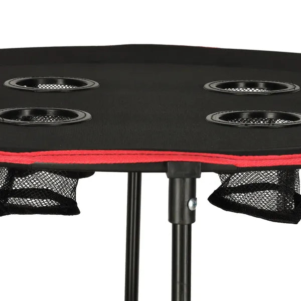 Összecsukható kempingasztal 72×72 cm, italtartó nyílásokkal, hordtáskával