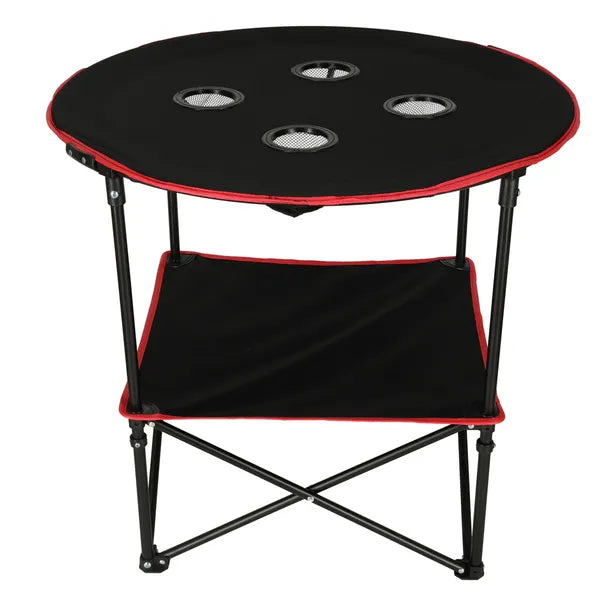 Összecsukható kempingasztal 72×72 cm, italtartó nyílásokkal, hordtáskával