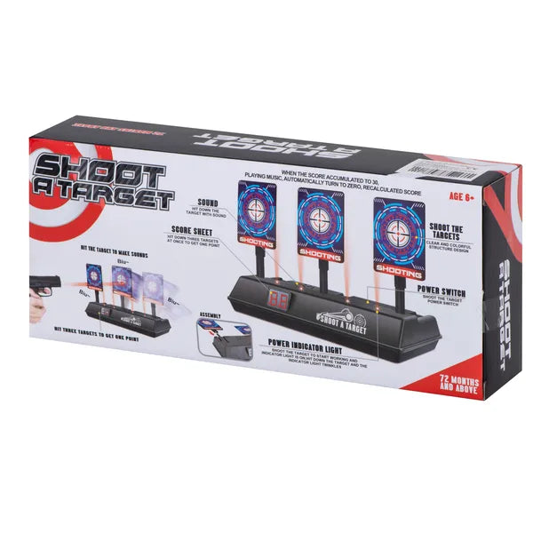 Elektronikus Nerf célpont 3 céllal, digitális számlálóval, fény- és hanghatással