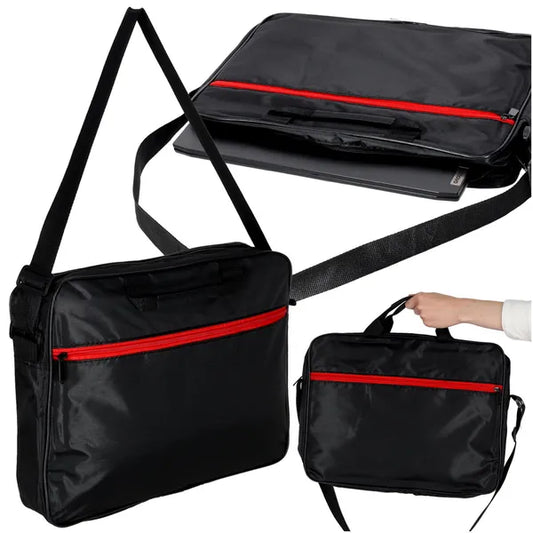 Fekete 15,6'' laptop táska nylonból, vállpánttal, uniszex, 40×31×4,5 cm