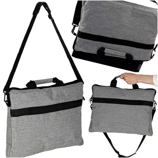 15,6" szürke laptop táska Oxford anyagból, vállpánttal, 40×30 cm