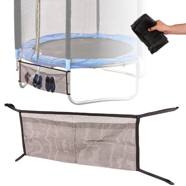 Trambulinra rögzíthető cipőtartó háló, 2 zseb, 110×46 cm