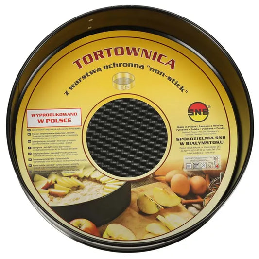 Fekete 24 cm-es csatos tortaforma tapadásmentes bevonattal