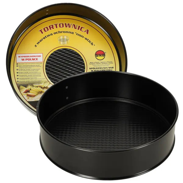 Fekete 24 cm-es csatos tortaforma tapadásmentes bevonattal