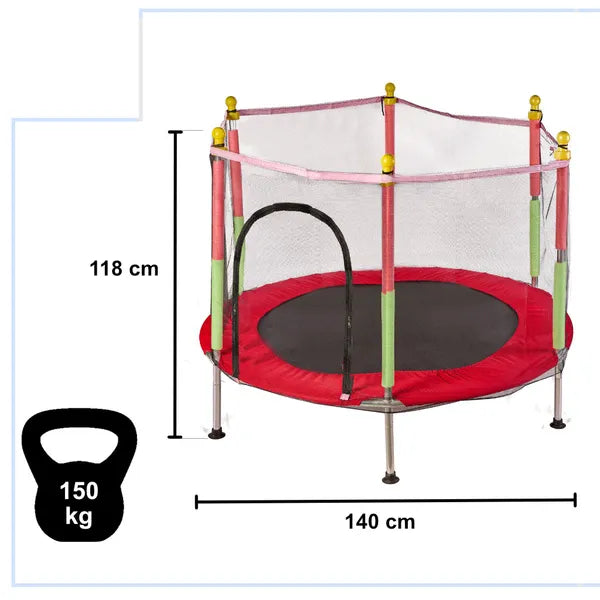 Gyermek kerti trambulin hálóval 140cm piros