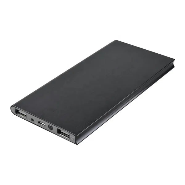 Slim alumínium power bank 20000mAh, 2×USB, LED, fekete