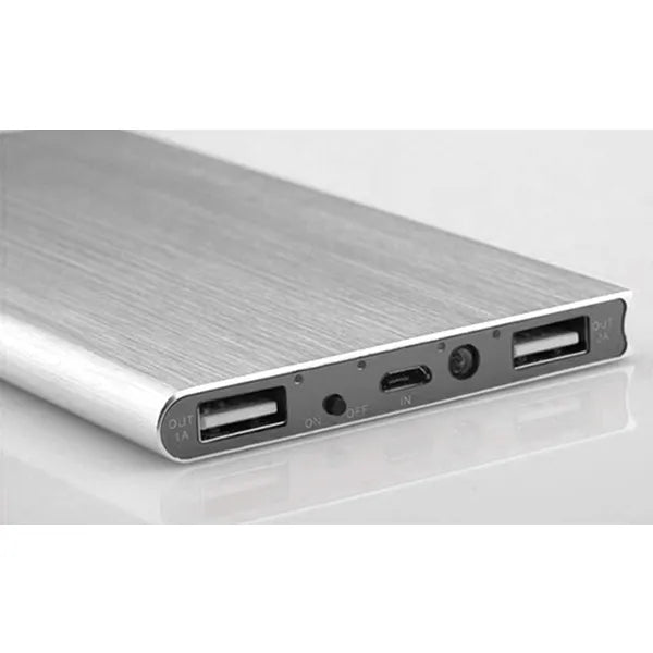 Slim alumínium power bank 20000mAh, 2×USB, LED, fekete